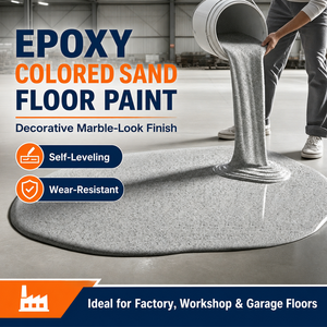 Peinture de sol auto-nivelante effet marbre en résine époxy avec sable coloré pour garage, usine, maison - Product Image 2