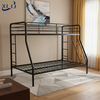 Lit superposé en métal robuste avec armoire de rangement et barrière de sécurité surélevée, vente directe usine