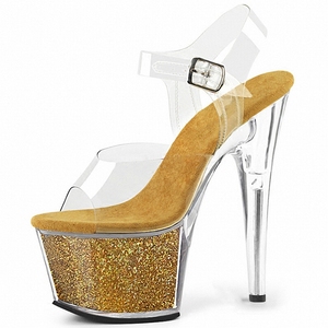 Sandali con Tacco <span class=keywords><strong>a</strong></span> <span class=keywords><strong>Spillo</strong></span> 17cm, Scarpe da Pole Dance Glitterate, Piattaforma Scintillante con Cristalli Trasparenti, <span class=keywords><strong>Sexy</strong></span> per Nightclub, Moda, Feste e Palcoscenico - Product Image 4