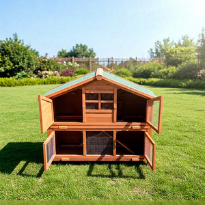 SHUNDA SDR038 Maison pour animaux de compagnie en bois écologique de grande taille, enclos pour lapins d'extérieur, design imprimé - Meubles pour animaux de compagnie pour la cour - Product Image 1