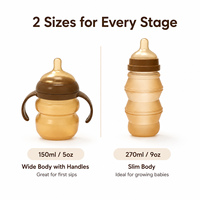 Biberon anti-colique en silicone avec tétine d'allaitement à débit lent, design croissant de lune pour nouveau-né, bébé garçon ou fille
