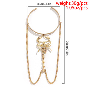 Metal Iron Chain Tassel Arm Chain, Open Serpent and Scorpion Arm <b>Cuff</b>, Arm Ring, Body Chain, Chest Chain - Product Image 4
