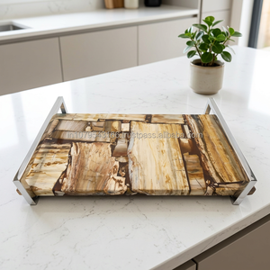 Plateau de service rectangulaire en marbre, design moderne fait main, assiette décorative pour la table à manger - Product Image 2