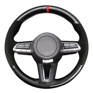 Housse de volant antidérapante en daim noir en <span class=keywords><strong>fibre</strong></span> de carbone pour Mazda 3 Axela 2019 2020 2021 CX-30 2020 2021 MX-30 2020 2021 - Product Image 1