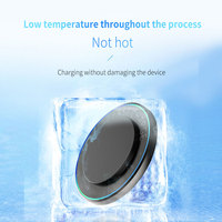 Chargeur sans fil fin avec anneau lumineux intelligent et détection d'objets étrangers, chargeur de téléphone rond pour chambre, bureau, voyage