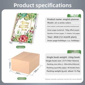 Cross-Border 26 Years English <b>A5</b> Loose-Leaf Paper Cover Spiral Diary 365 Days Work <b>Planner</b> English Schedule Book - Product Image 4