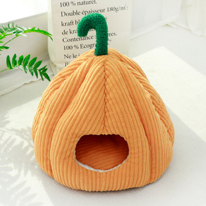 Pumpkin <b>Cat</b> <b>Bed</b> Winter Warmth Thickened Semi Enclosed <b>Cat</b> Sleeping Nest Pet House for Kitten Puppy Warm Pet <b>Cat</b> <b>Bed</b> Cave - Product Image 1
