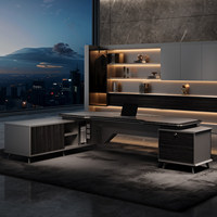 Bureau de direction en forme de L, style minimaliste de luxe, design de créateur, pour cadres supérieurs