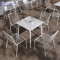 Ensemble de table et chaises de salle à manger en bambou pour l'extérieur, mobilier commercial pour patio, café, restaurant, cour, bar, sièges en plein air
