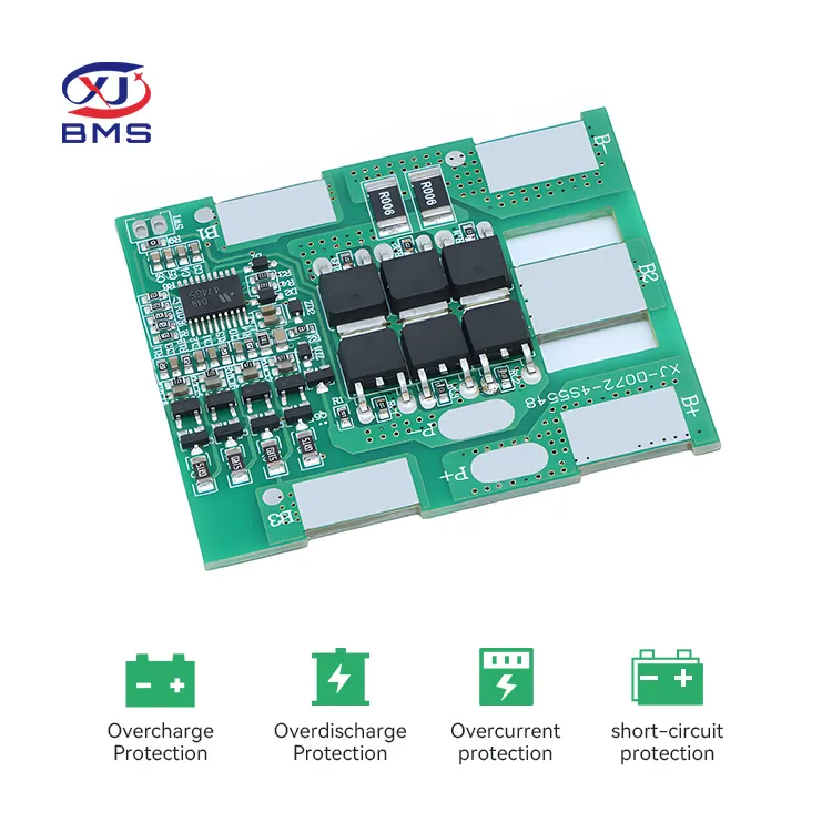 Placa de proteção elétrica para scooter XJ BMS LFP Bms 4S 15A LiFePO4 BMS com equilíbrio para bateria de lítio