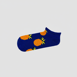 Navy Blue Simple Style Ankle <b>Socks</b> 3D Pineapple Heart Print Breathable Spandex Knitted Daily Use One Size Fitted Bag Packaging - Product Image 2