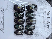 JIAZHIMU Kit de Nail Art DIY Fait Main – 10 Faux Ongles Acryliques à Presser avec Motifs Papillon et Cercueil pour Doigts