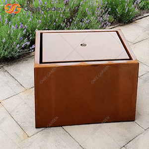 Fábrica al por mayor gran cuadrado Corten acero cubo cascada fuente impermeable hecho a mano al aire libre jardín Parque Metal madera - Product Image 5