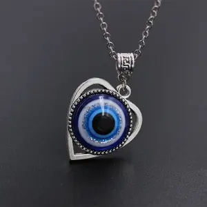 Colliers de chaîne de clavicule oeil de diable d'explosion bleu mauvais œil d'ange chaîne de pull coeur collier bijoux