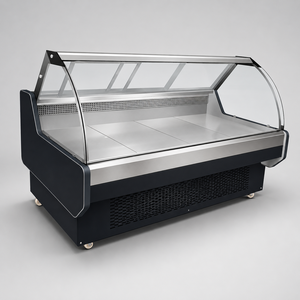 Vitrine réfrigérée commerciale pour <span class=keywords><strong>boucherie</strong></span>, avec façade en verre incurvé et porte coulissante arrière, pour aliments cuits - Product Image 2