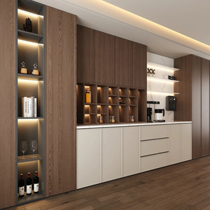 Meuble de <span class=keywords><strong>cuisine</strong></span> modulaire en bois massif brun, base d'évier, design ouvert personnalisé, armoire latérale pour salle à manger, design de <span class=keywords><strong>cuisine</strong></span> moderne - Product Image 1