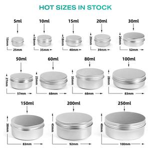 Ronde aluminium cosmetische blikjes, metalen aluminium potjes, zilverkleurig, 5ml 10ml 20ml 30ml 50ml 60ml 80ml 100ml 150ml 200ml - Product Image 2