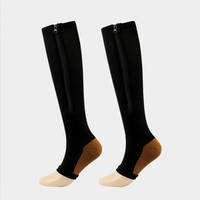 Nouvelles Chaussettes de Compression à Bout Ouvert avec Fermeture Éclair pour Soutien des Jambes et Genoux