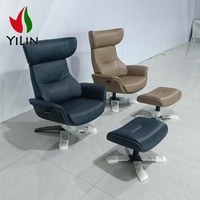 Meubles modernes de salon, jambes métalliques rotatives, loisirs, dossier inclinable manuel, chaise longue avec repose-pieds