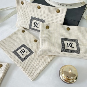 BSCI Custom Eco Friendly Recycling Canvas Cosmetic <b>Bags</b> With Button Travel Canvas Zipper <b>Make</b> <b>up</b> Pouch - Product Image 5