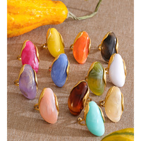 Bague ajustable JINYOU 6835, style Y2K tendance, plaquée or, en acier inoxydable et résine multicolore