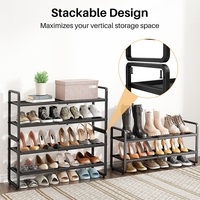 Organizador de Zapatos Metálico Apilable, Expandible y Ajustable con Diseño que Ahorra Espacio para Sala de Estar, Garaje y Entrada