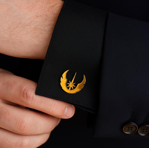 Stainless Steel <strong>Star</strong> <strong>Wars</strong> Jedi Cufflinks 18K Gold Plated Rebel Alliance Symbol Mens <strong>Shirt</strong> Studs Geek Gift - Product Image 6