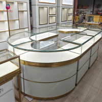 Sundo Custom Luxury Jewelry Store Interior Design White Gold LED Glass Display Showcase Cabinet Shop Fitout Furniture