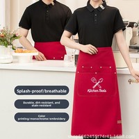 Tablier de barman mi-long en toile épaisse, imperméable et résistant à l'huile, pour cuisine et restauration, design gaufré, unisexe, ODM
