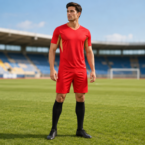 Jersey Sepak Bola Tim Kustom Grosir Aiju, Kerah V, Warna Blok, Bernapas, Cepat Kering, Cetak, Set Jersey Sepak Bola Baru - Product Image 5