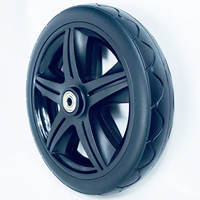 Roue de fauteuil roulant de 8 pouces, roue en plastique avec pneu en PU, roue pour équipement médical, capacité de charge de 35-40 kg, dureté du pneu 70-75A