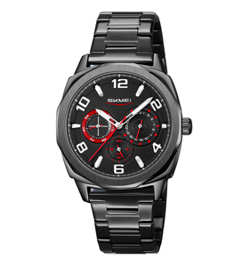 Reloj SKMEI 9350 de Lujo para Hombre, Cuadrado, Analógico, Cronógrafo, Deportivo, de Acero Inoxidable Negro, Resistente al Agua 3BAR, Estilo Antiguo - Product Image 1
