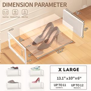 Cajas de almacenamiento grandes para organizador de zapatos para armario, cajas de zapatos para ahorrar espacio, contenedores de plástico transparente para zapatillas con tapas. - Product Image 6