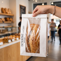 Sacs à pain en papier kraft durables et recyclables de qualité alimentaire avec fenêtre transparente, pour boulangerie, emballage de vente au détail, logo personnalisé, lait