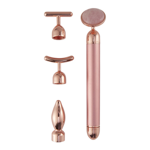 Ensemble de rouleaux vibrants en pierre de jade 4 en 1 avec 4 têtes interchangeables, bâton de massage pour lifting du visage, rouleau 3D et Gua Sha - Product Image 1
