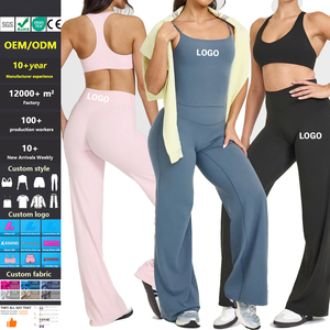 Custom Quick Drying Breathable Racer Back Sports Bra Halter Tank Wear Women <b>Gym</b> Fitness Leggings Suit Slim Fit T-Shirt Yoga <b>Set</b> - Product Image 1