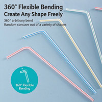 Pailles en plastique jetables en gros d'usine, multicolores, flexibles, longues et rayées pour fêtes, mariages, bars et jus