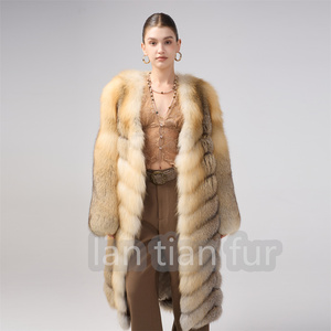 Áo khoác lông cáo nữ mùa đông kiểu dài, chất liệu lông thật dày dặn, mềm mại, sang trọng, bán buôn, thiết kế riêng, da nguyên tấm - Product Image 4