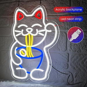 Entrega rápida personalizado Lucky Cat Ramen Neon Sign para pared LED Wall Dormitorio Bar Sala de juegos Regalo divertido Amantes Anime Fans Foodies - Product Image 3
