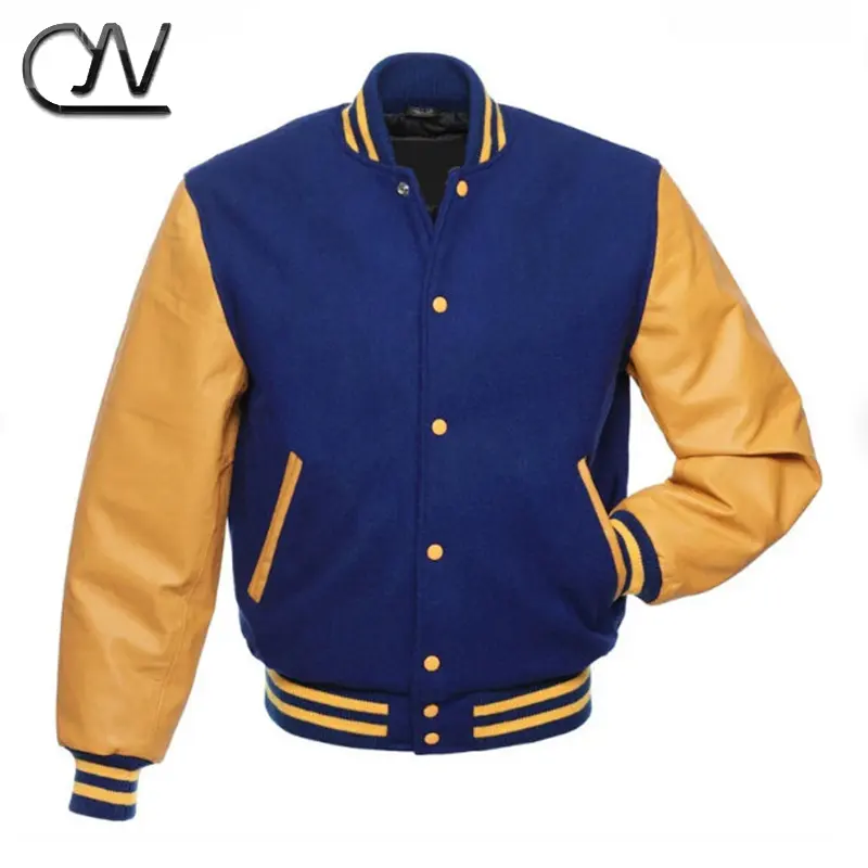 Mens Green Light Blue Custom Leather Oem College Vasity Jacket University Vintage Bomber Wool Varsity Jacket