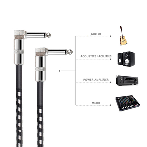 GAZ-CB31 instrumento <span class=keywords><strong>Jack</strong></span> ángulo recto 6,35mm Mono <span class=keywords><strong>Cable</strong></span> chapado en oro de macho a macho <span class=keywords><strong>Cable</strong></span> para <span class=keywords><strong>guitarra</strong></span> electrónica bajo teclado - Product Image 2