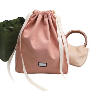 Personalized Color Cheap Eco-friendly Folding Canvas Cotton Drawstring <b>Bag</b> with Double <b>String</b> - Product Image 1