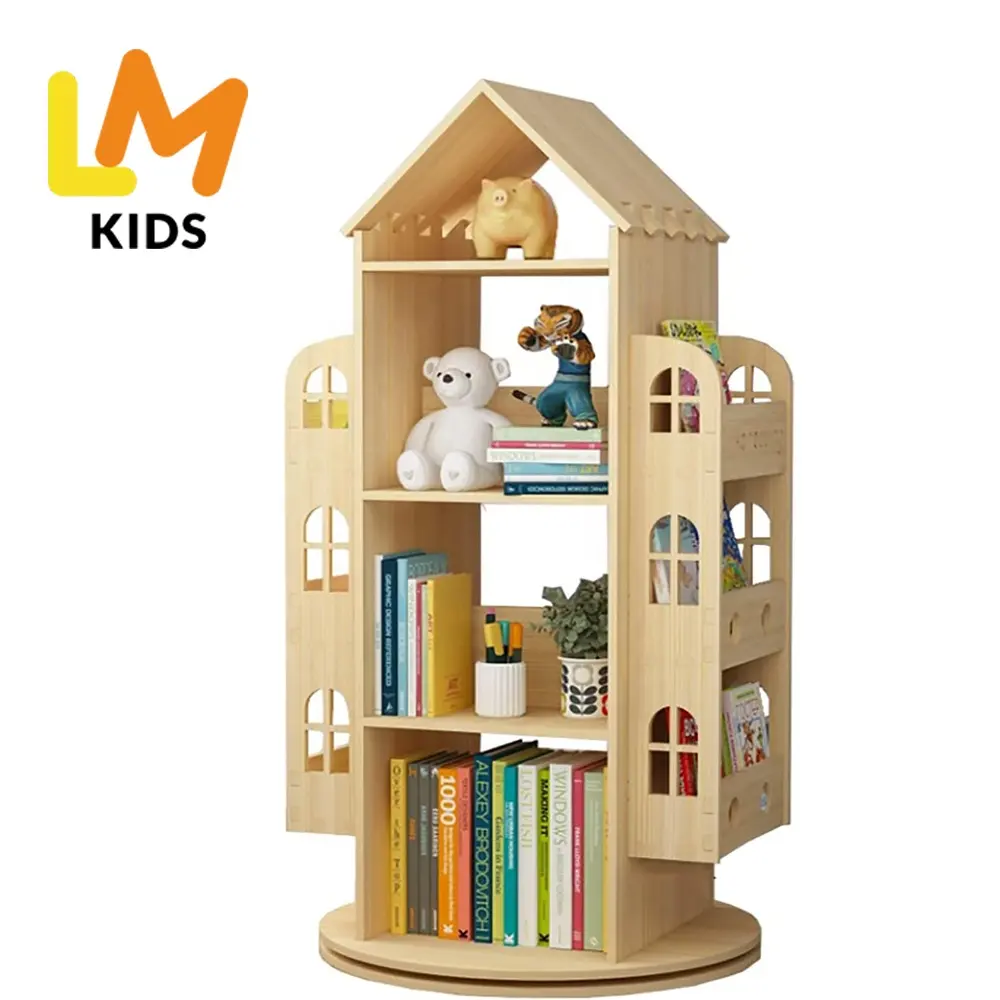 LM CRIANÇAS estantes armário de armazenamento madeira maciça giratória estante biblioteca móveis crianças estante rotativa estante