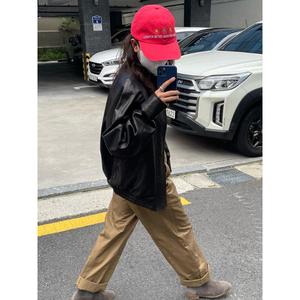 <span class=keywords><strong>Chaqueta</strong></span> de Piel de Oveja Estilo Motociclista, Abrigo Casual de Cuero Genuino para <span class=keywords><strong>Mujer</strong></span> - Product Image 2