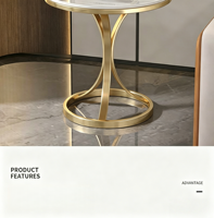 Table ronde minimaliste, luxueuse et sophistiquée, table basse portable, table d'appoint en dalle de pierre de luxe pour canapé