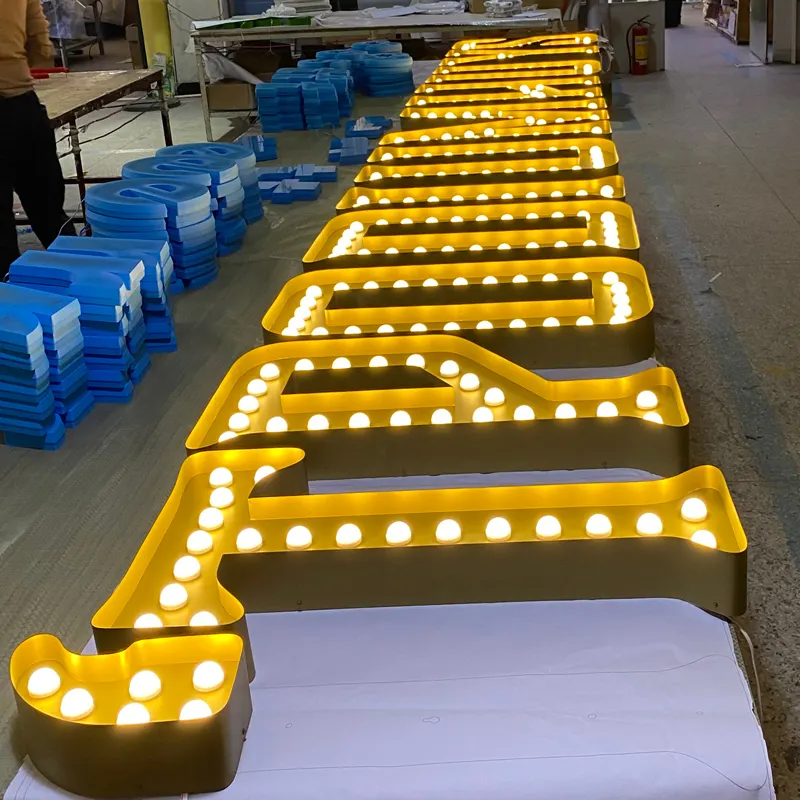 SHINING Vintage Led Signs Bulb Letters Customized 3D Led Illuminated Channel Letter Sign Store Sign light up
