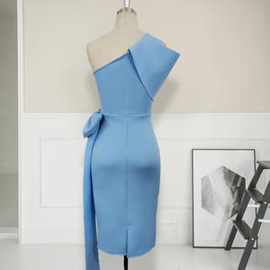 Una Spalla Bowtie Cinghia di Vita Luce Blu <span class=keywords><strong>Elegante</strong></span> <span class=keywords><strong>Da</strong></span> <span class=keywords><strong>Sera</strong></span> Delle Donne Abiti - Product Image 4
