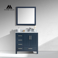 Meuble-lavabo mural moderne gris Mars Villa de 48 pouces pour salle de bain d'hôtel, personnalisé avec tiroirs à queue de pie