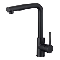 Robinet de cuisine Purorigin moderne en acier inoxydable, robinet extractible de luxe à ressort, finition or poli et noir, monocommande pour cuisine