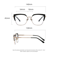 À la mode de couleur mixte femmes oeil de chat pleine jante lunettes cadre plat miroir Anti-lumière bleue lunettes cadres visage forme toute la chine